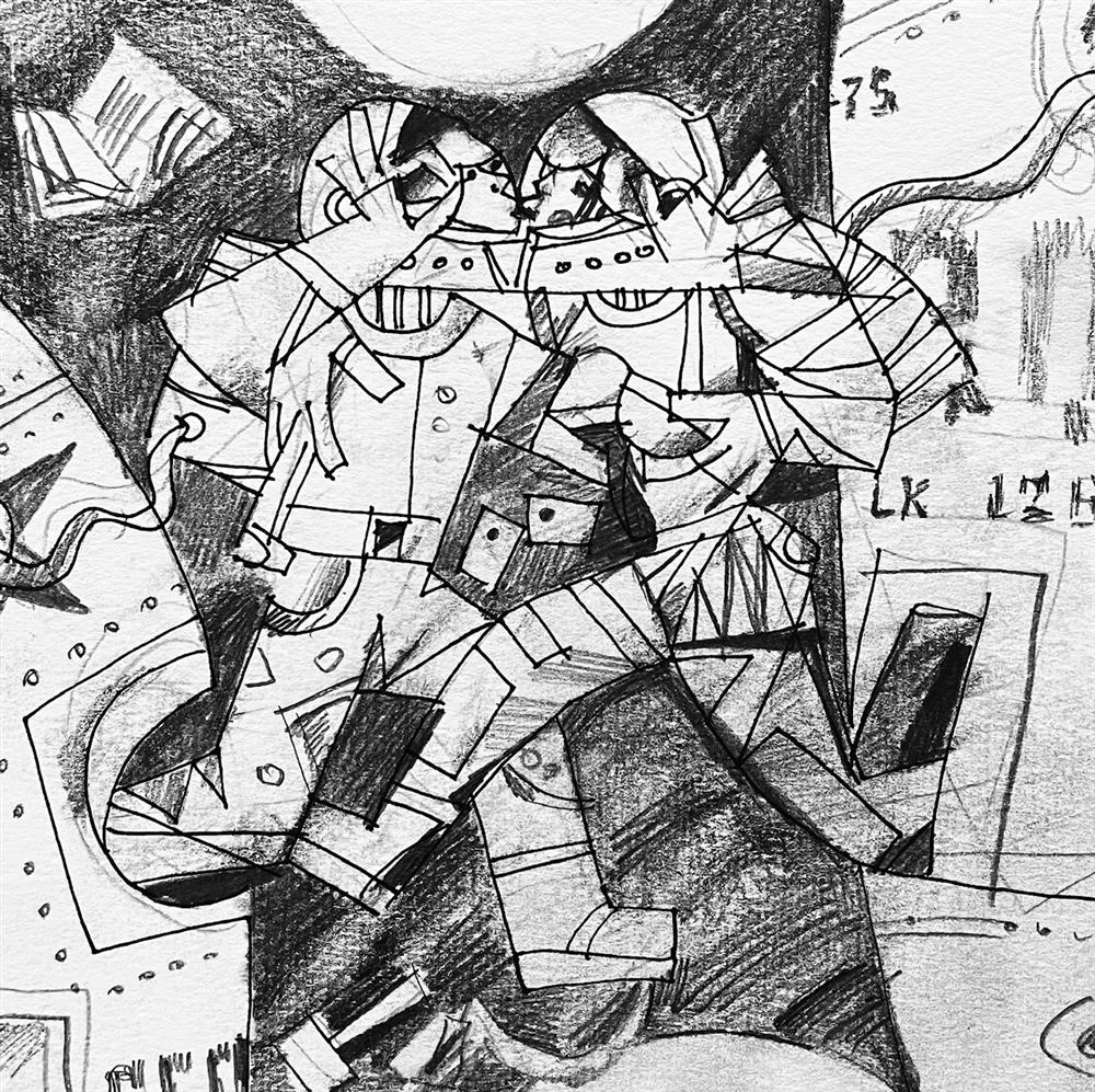 Andrei Protsouk - 'Sharing Air - Study' - Framed Original Art