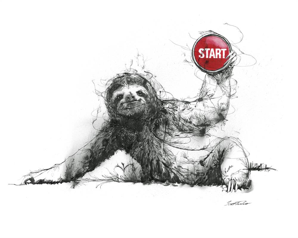 Scott Tetlow - 'Sloth Start' - Framed Limited Edition Print