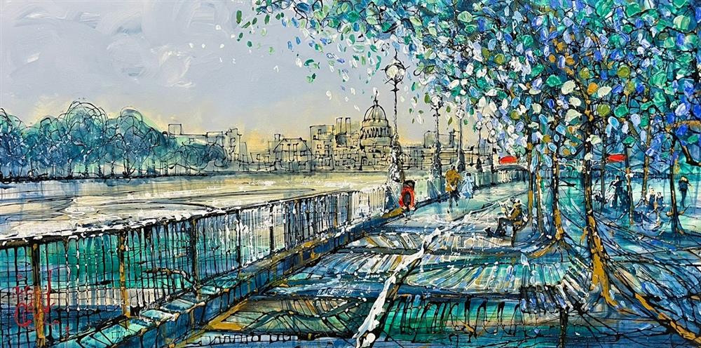 Nigel Cooke - 'St Paul's Along The Riverbank' - Framed Original Artwork