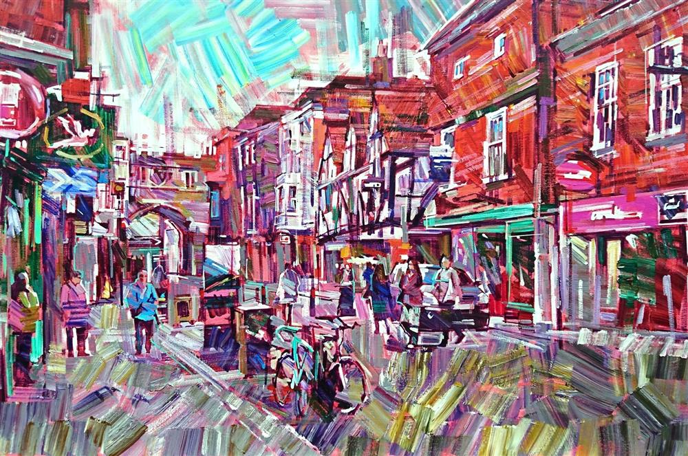 Colin Brown - 'Street Shoppers' - Framed Original Art