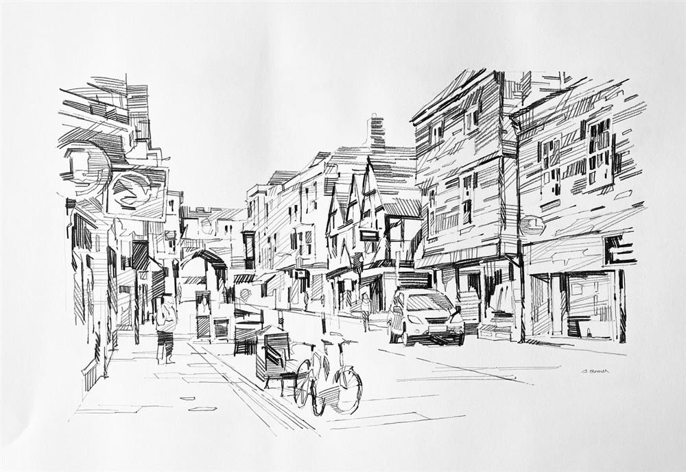 Colin Brown - 'Street Shoppers - Study' - Framed Original Art