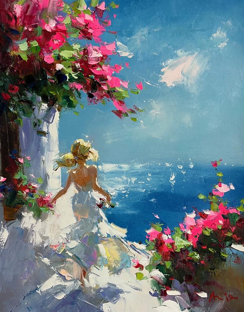 Aziz - 'Sunlit Promenade' - Framed Original Artwork