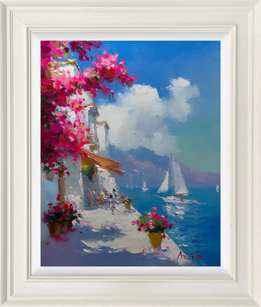 Aziz - 'Sunlit Santorini Passage' - Framed Original Artwork