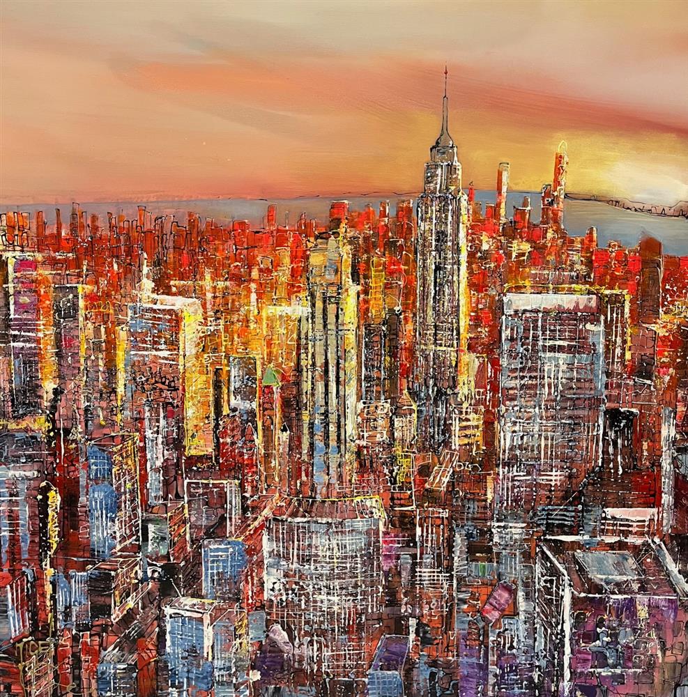 Nigel Cooke - 'Sunset Over Manhattan' - Framed Original Artwork