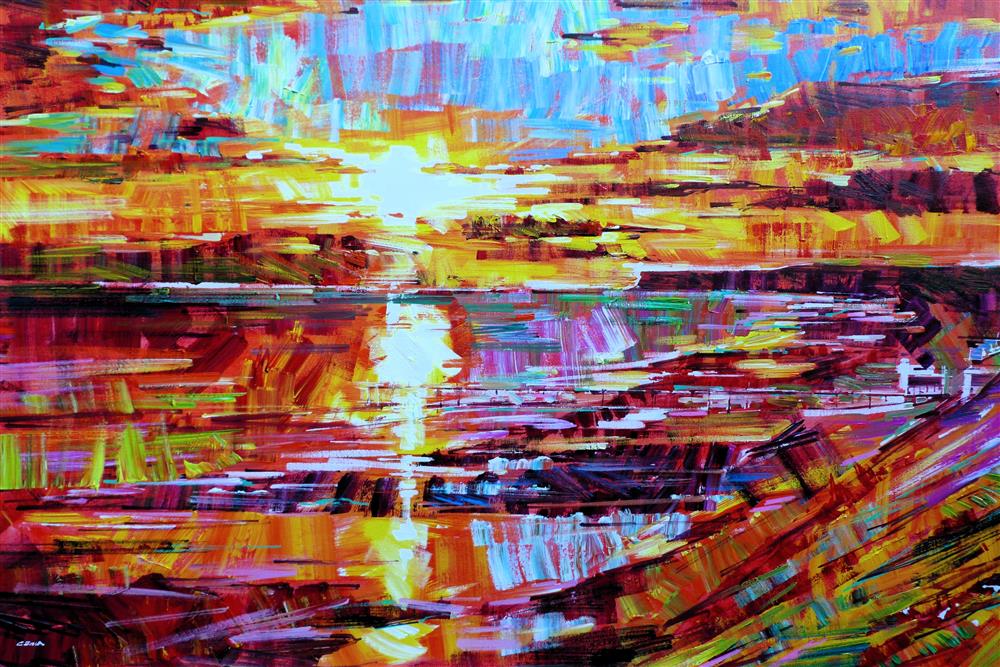 Colin Brown - 'Sunset Over Saltburn I' - Framed Original Art