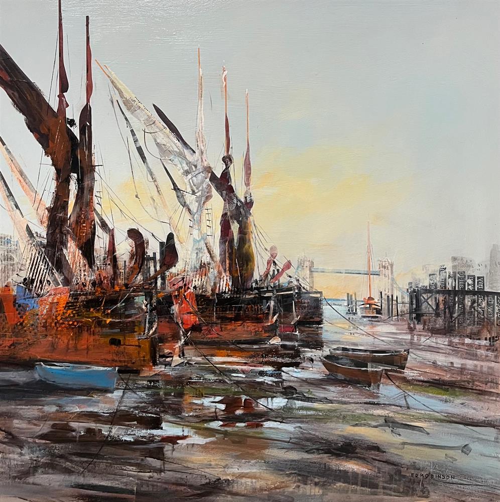 Ed Robinson - 'Thames Barges, London'  - Framed Original Artwork