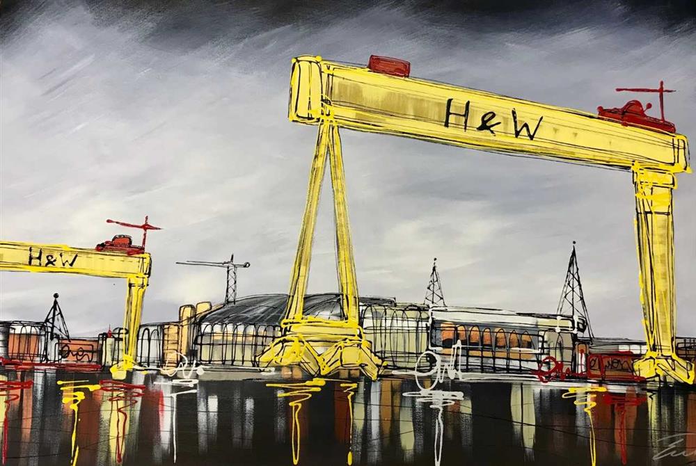 Edward Waite - 'The Titanic Crane- Resin' - Framed Original Art