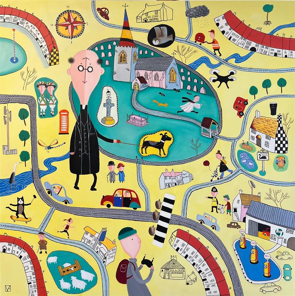 Michael Abrams - 'The Village - XL' - Framed Original Artwork