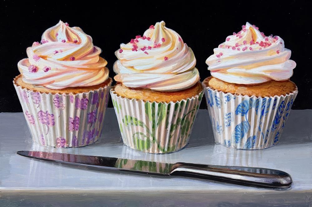 Tony Owens - 'Three Cupcakes' - Framed Original Artwork