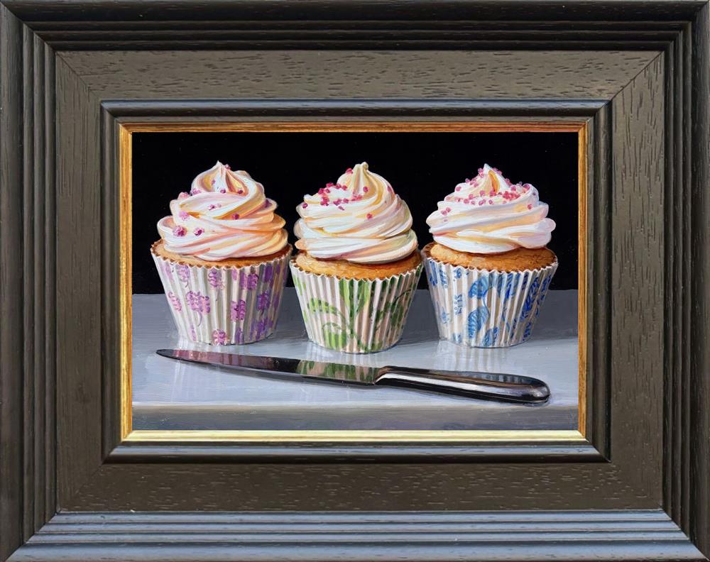 Tony Owens - 'Three Cupcakes' - Framed Original Artwork