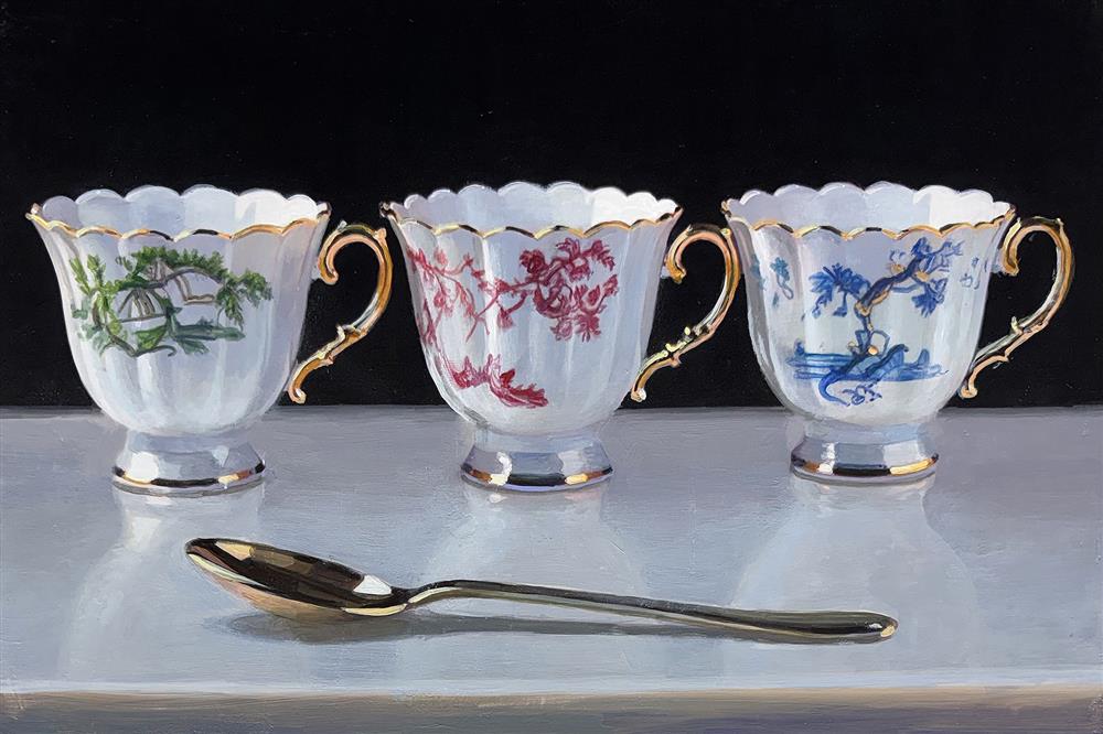 Tony Owens - 'Three Guilded Cups And Spoon' - Framed Original Artwork