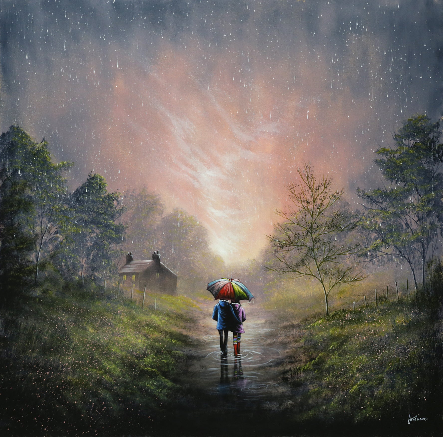 Danny Abrahams - 'Time To Shelter From The Storm’  - Framed Original Art