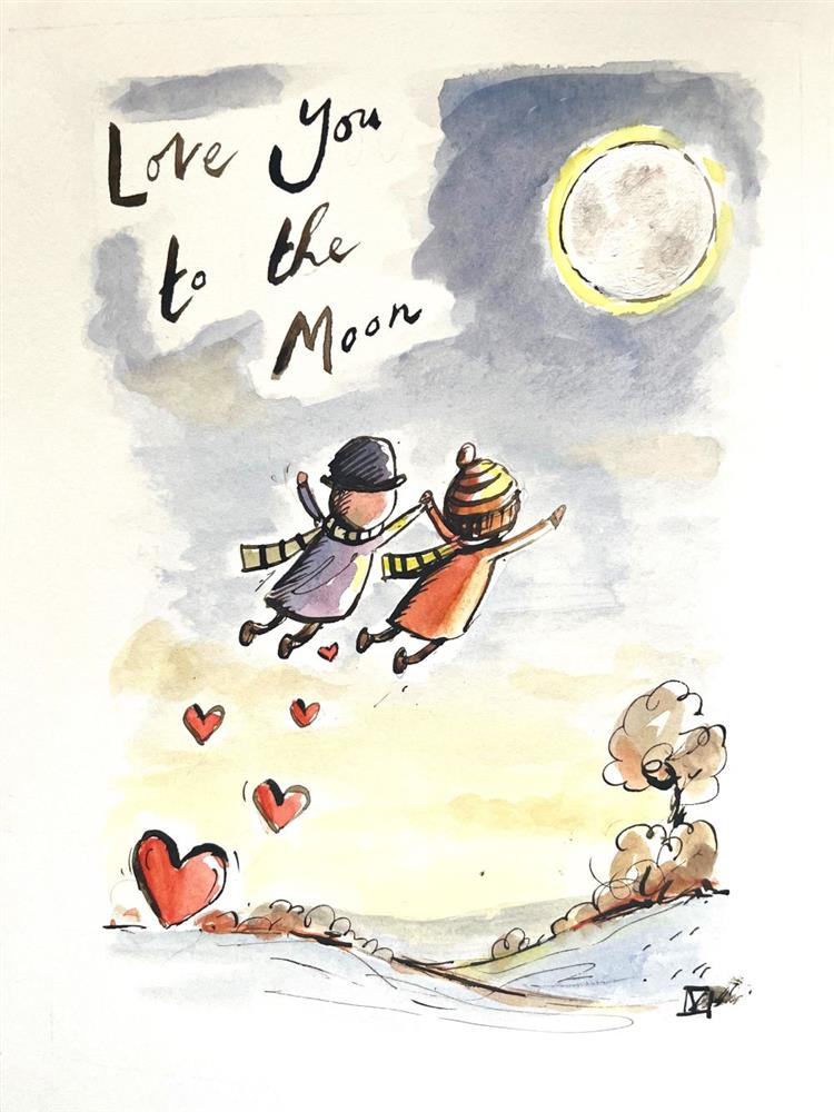 Michael Abrams - 'To The Moon And Back - Sketch' - Framed Original Art