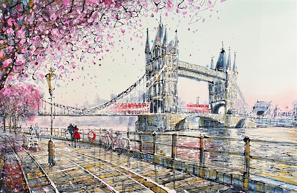 Nigel Cooke - 'Towers Under Blossom'  - Framed Original Artwork