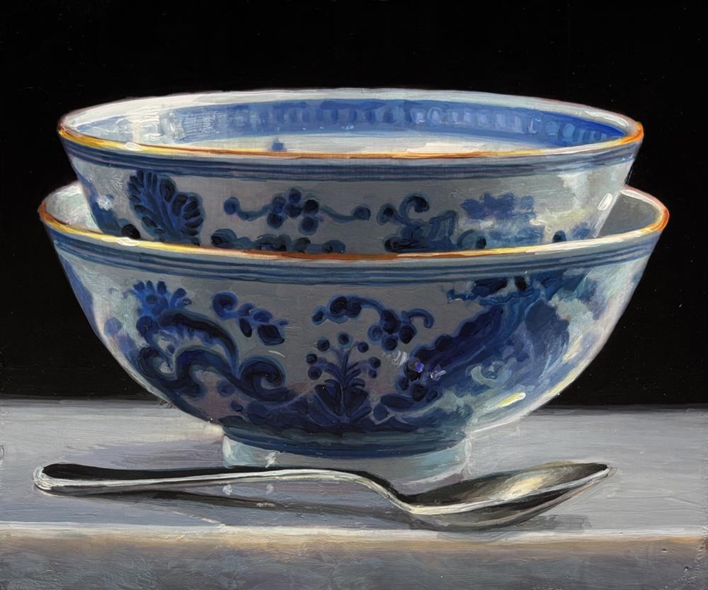 Tony Owens - 'Two Bowls and Silver Spoon' - Framed Original Artwork