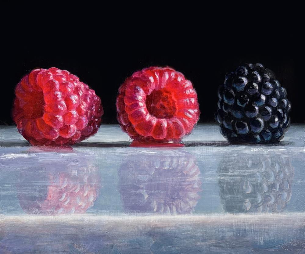 Tony Owens - 'Two Raspberries And A Blackberry' - Framed Original Artwork