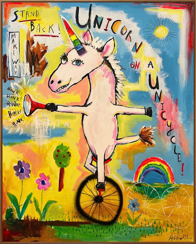 Michael Abrams - 'Unicorn On A Unicycle' - Large Scale Original Art