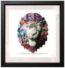 Monica Vincent - 'Lion Head Graffiti' - Framed Limited Edition Print