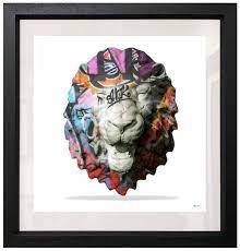 Monica Vincent - 'Lion Head Graffiti' - Framed Limited Edition Print