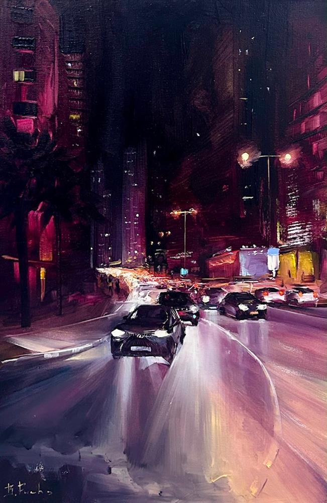 Bozhena Fuchs- 'Velvet Night' - Framed Original Artwork