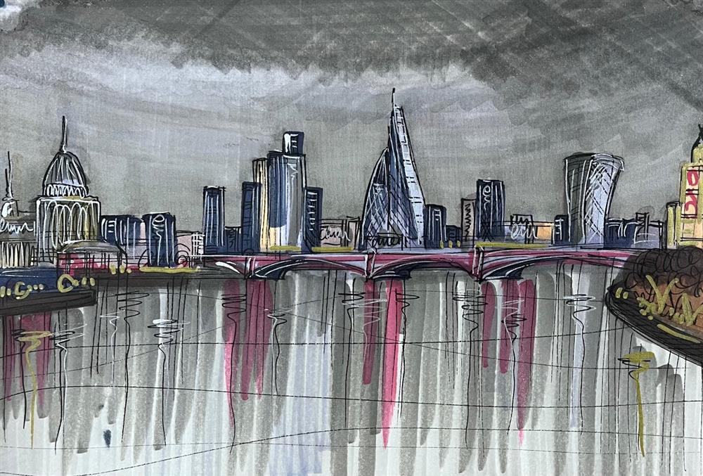 Edward Waite - 'View From The Southbank - Study' - Framed Original Art