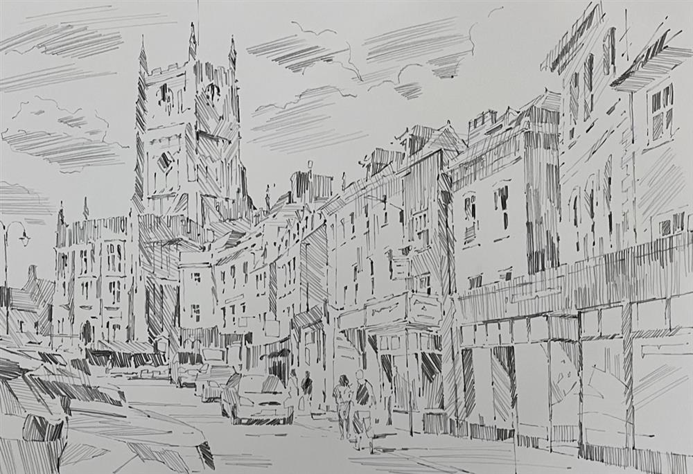 Colin Brown - 'Walking To The Cathedral- Sketch' - Framed Original Art