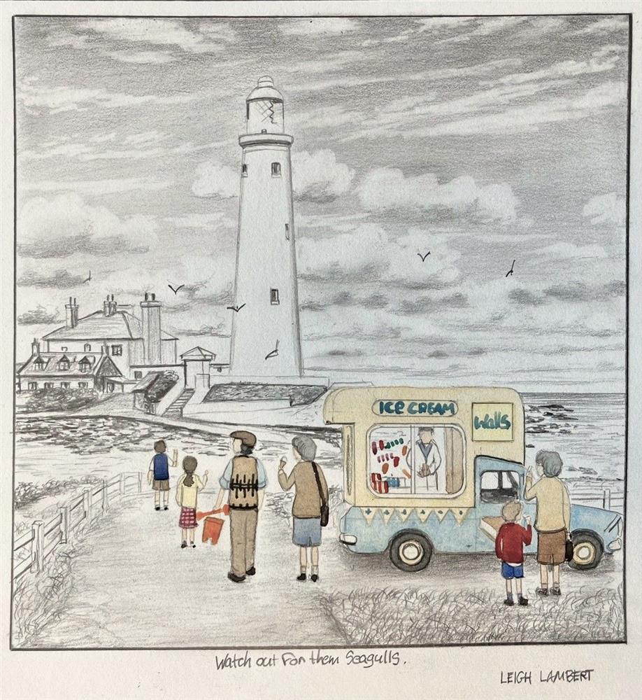 Leigh Lambert - 'Watch Out For Them Seagulls - Sketch'  - Framed Original Sketch