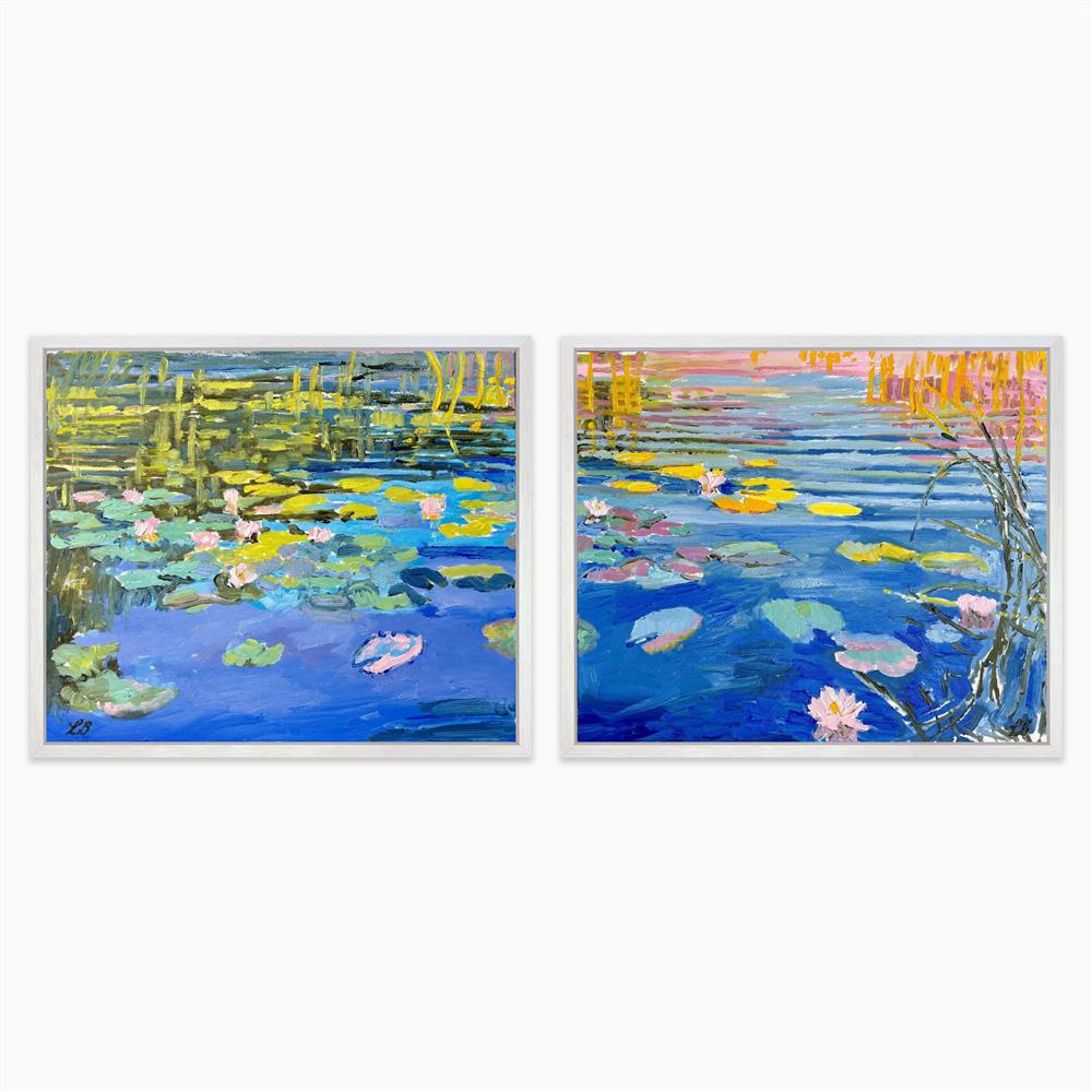 Leila Barton - 'Where The Lillies Play - Diptych' - Framed Original Artwork