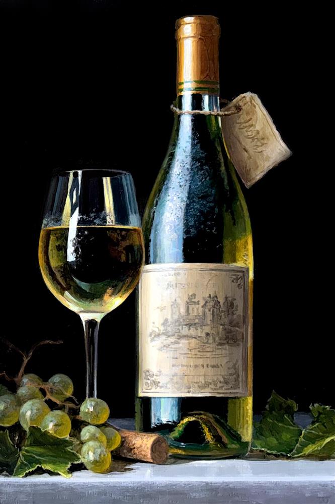 Tony Owens - 'White Wine, Grapes And Glass' - Framed Original Artwork