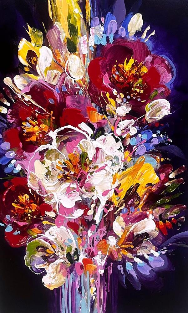 Anna Cher - 'Wild Rose Whispers' - Framed Original Artwork