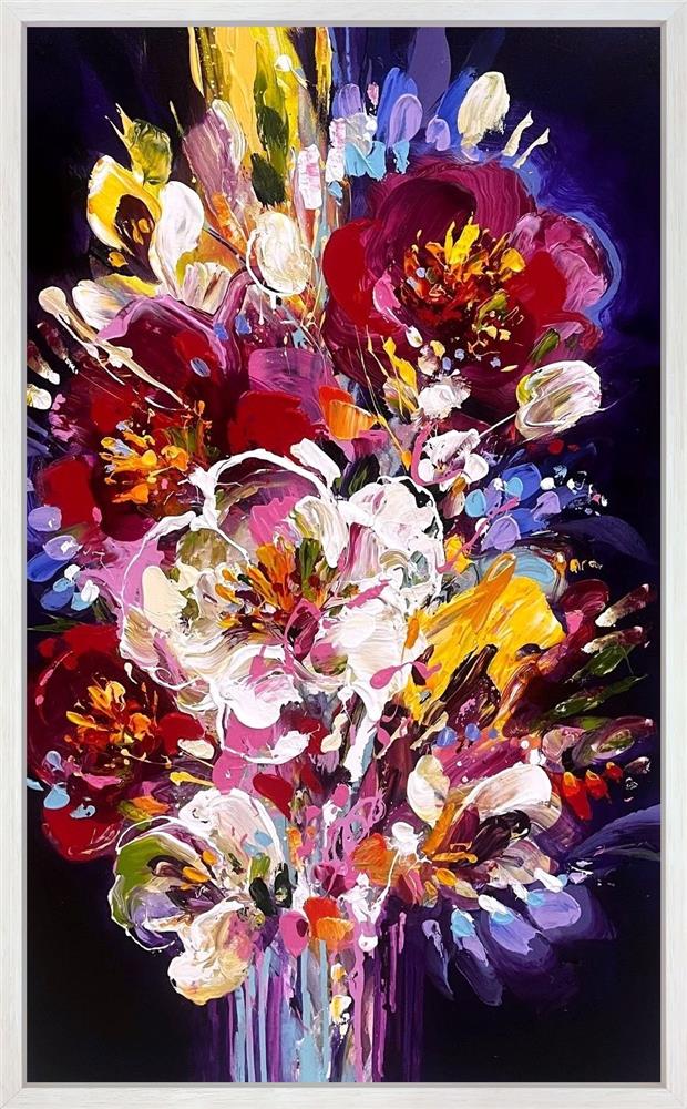 Anna Cher - 'Wild Rose Whispers' - Framed Original Artwork