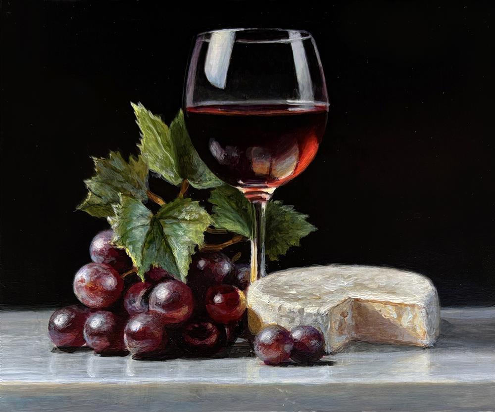 Tony Owens - 'Wine, Grapes And Cheese' - Framed Original Artwork
