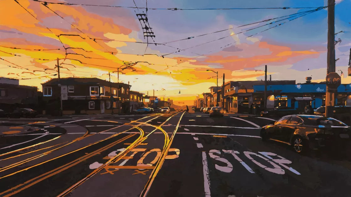 Marco Barberio - 'San Francisco Sunset Street' - Original Art