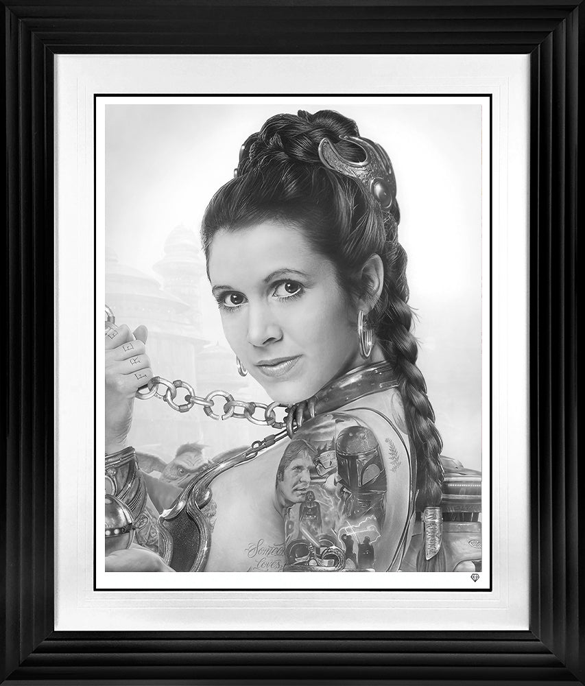 JJ Adams - 'Slave Leia Tatto - B/W' - Framed Limited Edition