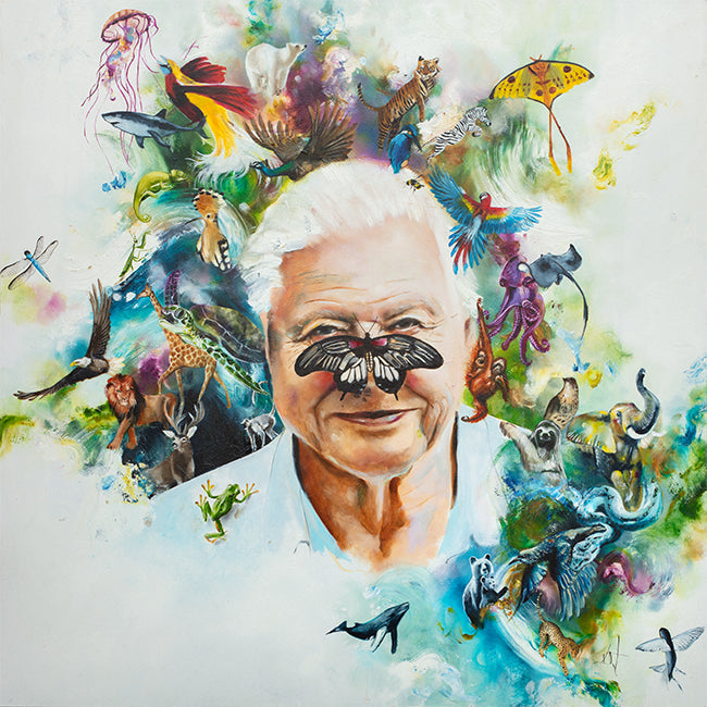Katy Jade Dobson - 'Sir David Attenborough' - Framed Original Artwork