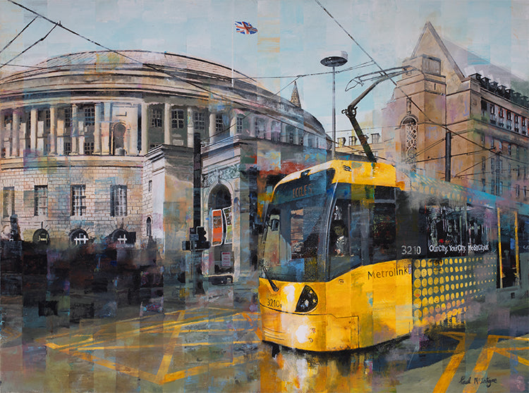 Paul McIntyre - 'Manchester Yellow Tram' - Framed Original Artwork