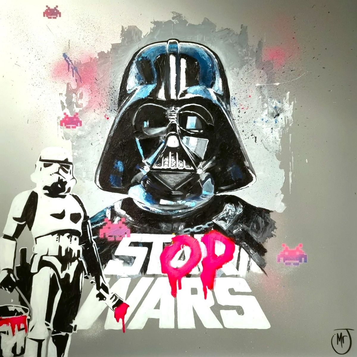 Mr J - 'Stop Wars' - Framed Original Art