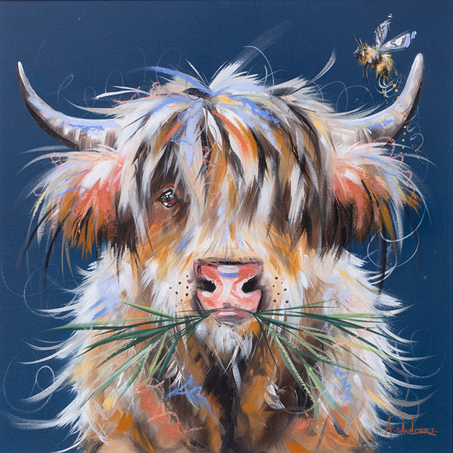 Ashley Saunders -  'Bloo Moo' - Framed Original Artwork