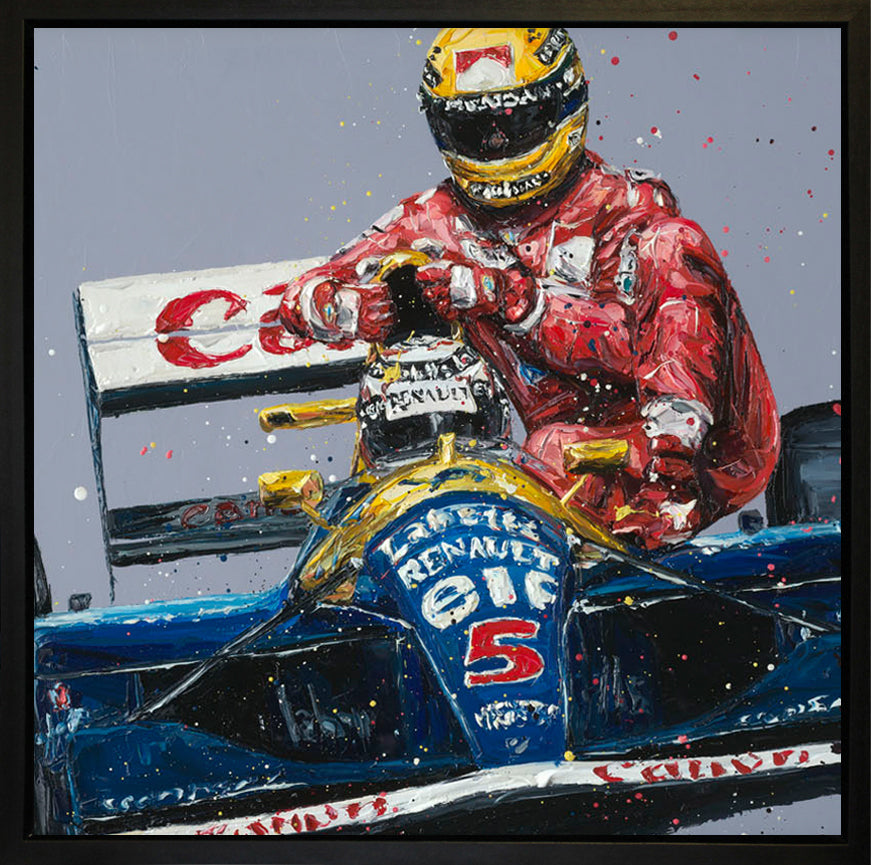 Paul Oz  'Taxi For Senna - Wall Of Champion's'- Framed Canvas Print