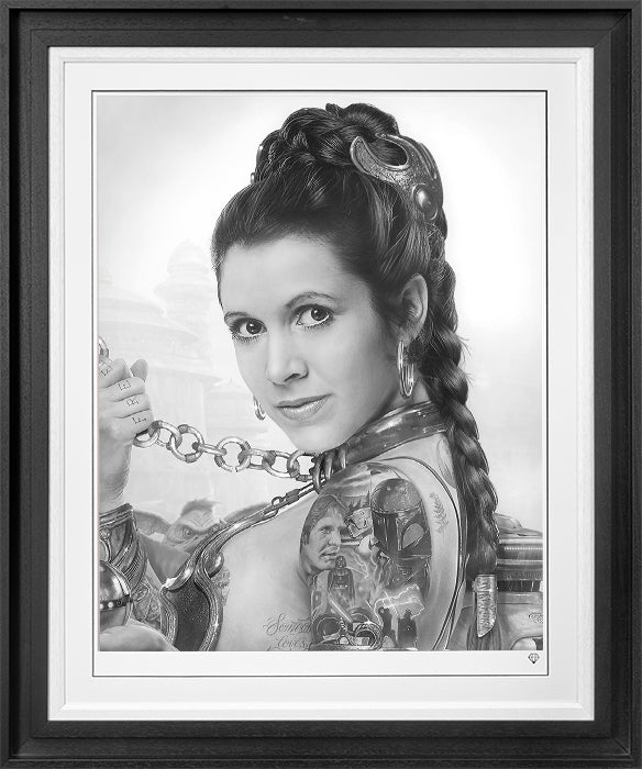 JJ Adams - 'Slave Leia Tatto - B/W' - Framed Limited Edition