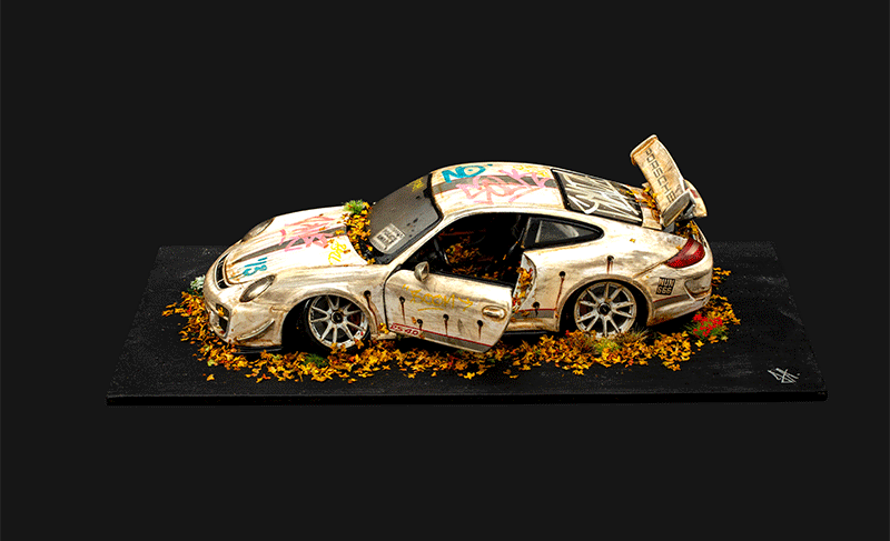 JJ Adams - 'Stolen Recovered - 'Porsche 911 - GT3 RS - White '-  Original Sculpture