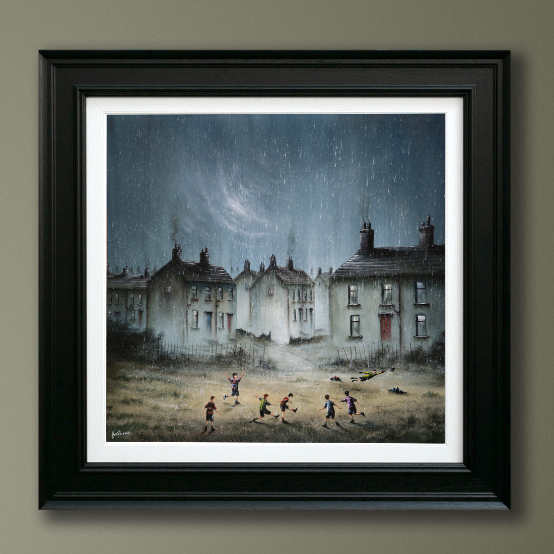 Danny Abrahams - 'Anyone that thinks sunshine is happiness has never played football in the rain!’  - Framed Original Art