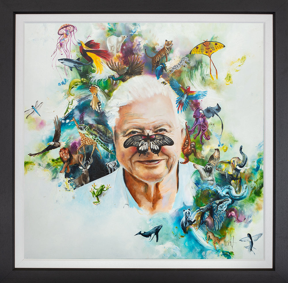 Katy Jade Dobson - 'Sir David Attenborough' - Framed Original Artwork