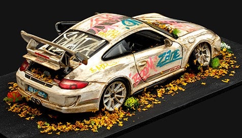 JJ Adams - 'Stolen Recovered - 'Porsche 911 - GT3 RS - White '-  Original Sculpture