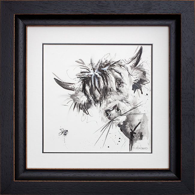 Ashley Saunders - 'Blue Moo - Sketch' - Framed Original Art