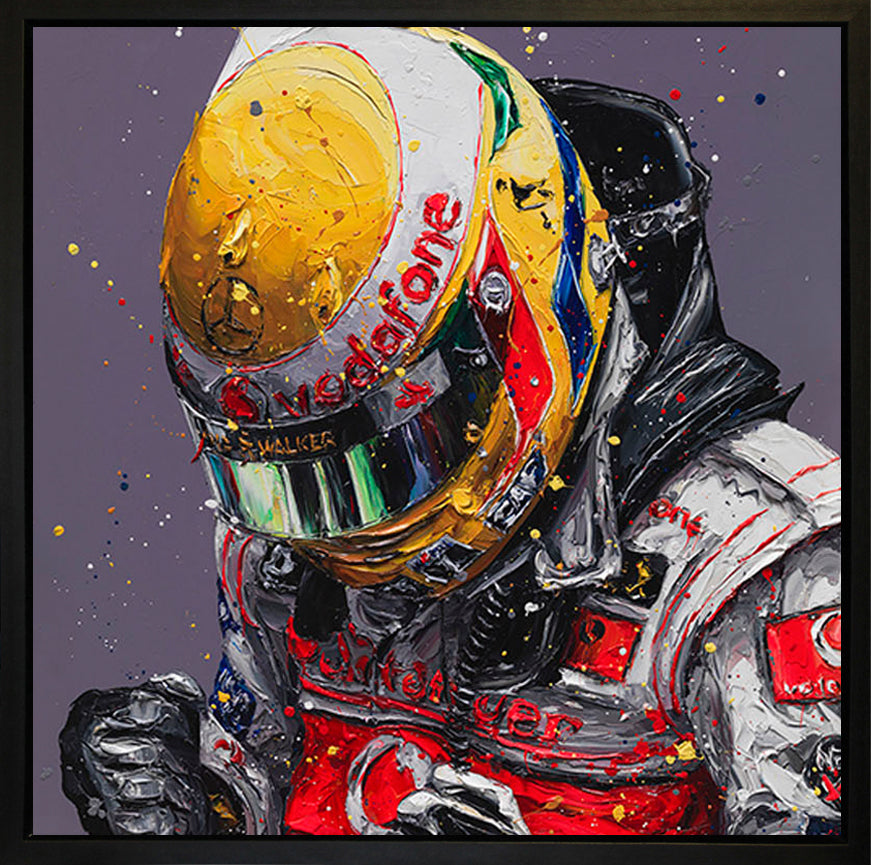 Paul Oz  'Lewis First Win 2007 - Wall Of Champion's'- Framed Canvas Print