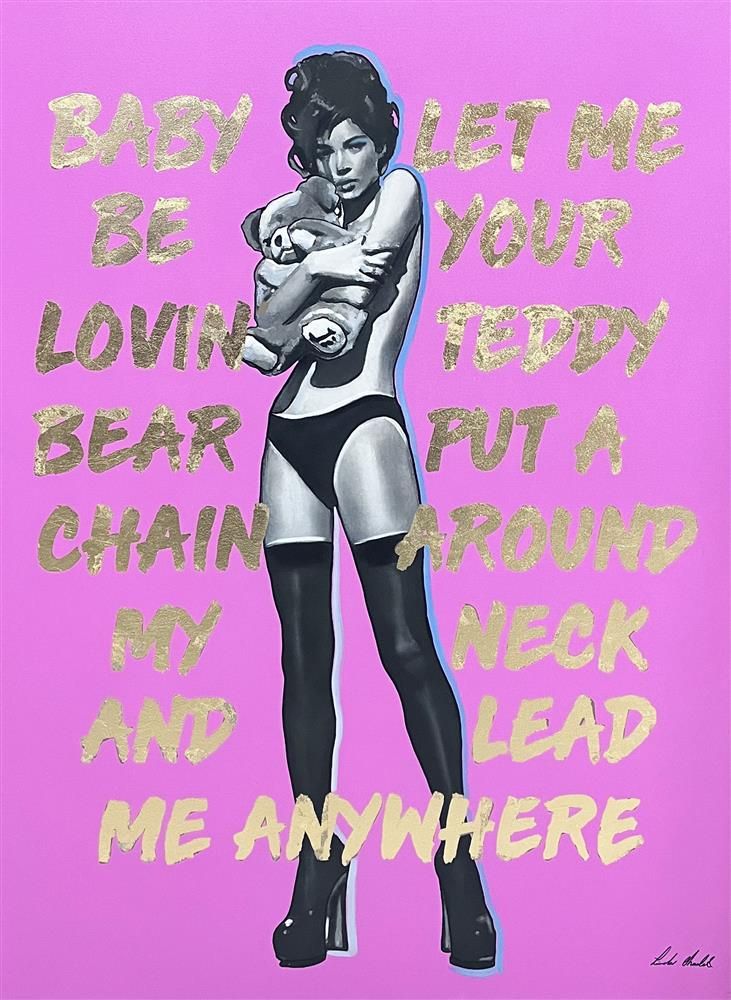Linda Charles - 'Teddy Bear - Elvis/Kate Moss' - Framed Original Artwork