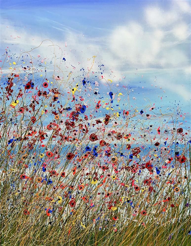 Lisa Pang- 'Blue Flora' - Framed Original Artwork