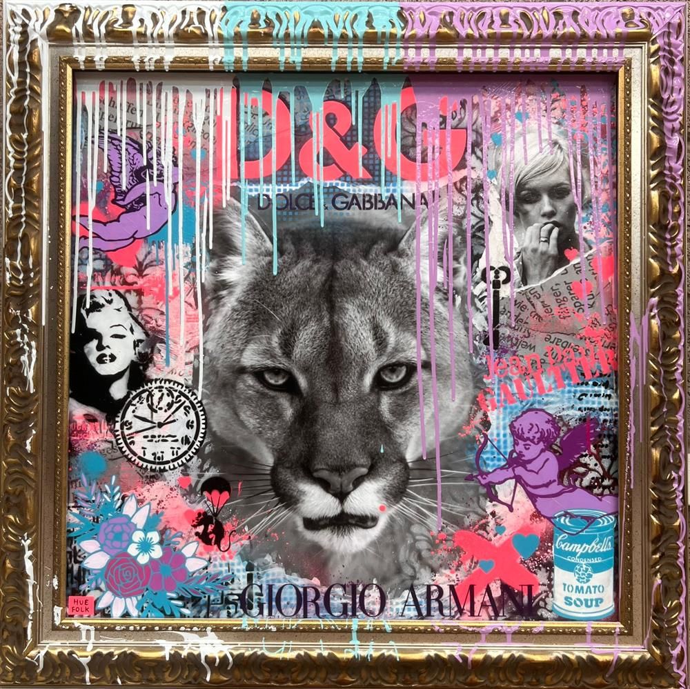 Hue Folk - 'Puma In Pink' - Framed Original Art