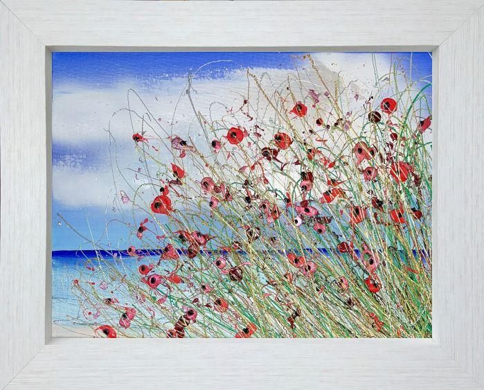 Lisa Pang- 'Coastal Walk Poppies I' - Framed Original Artwork